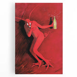 Vintage Red Devil Poster: Retro Art with Bold Design, Unique Print
