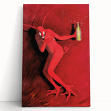 Vintage Red Devil Poster: Retro Art with Bold Design, Unique Print