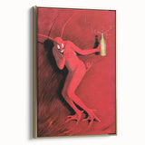 Vintage Red Devil Poster: Retro Art with Bold Design, Unique Print