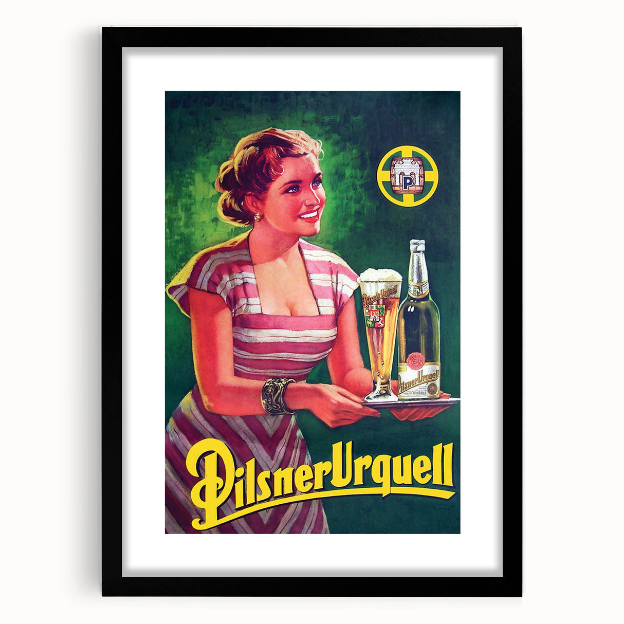 Vintage Pilsner Urquell Advertising Poster – Retro Beer Ad Wall Art