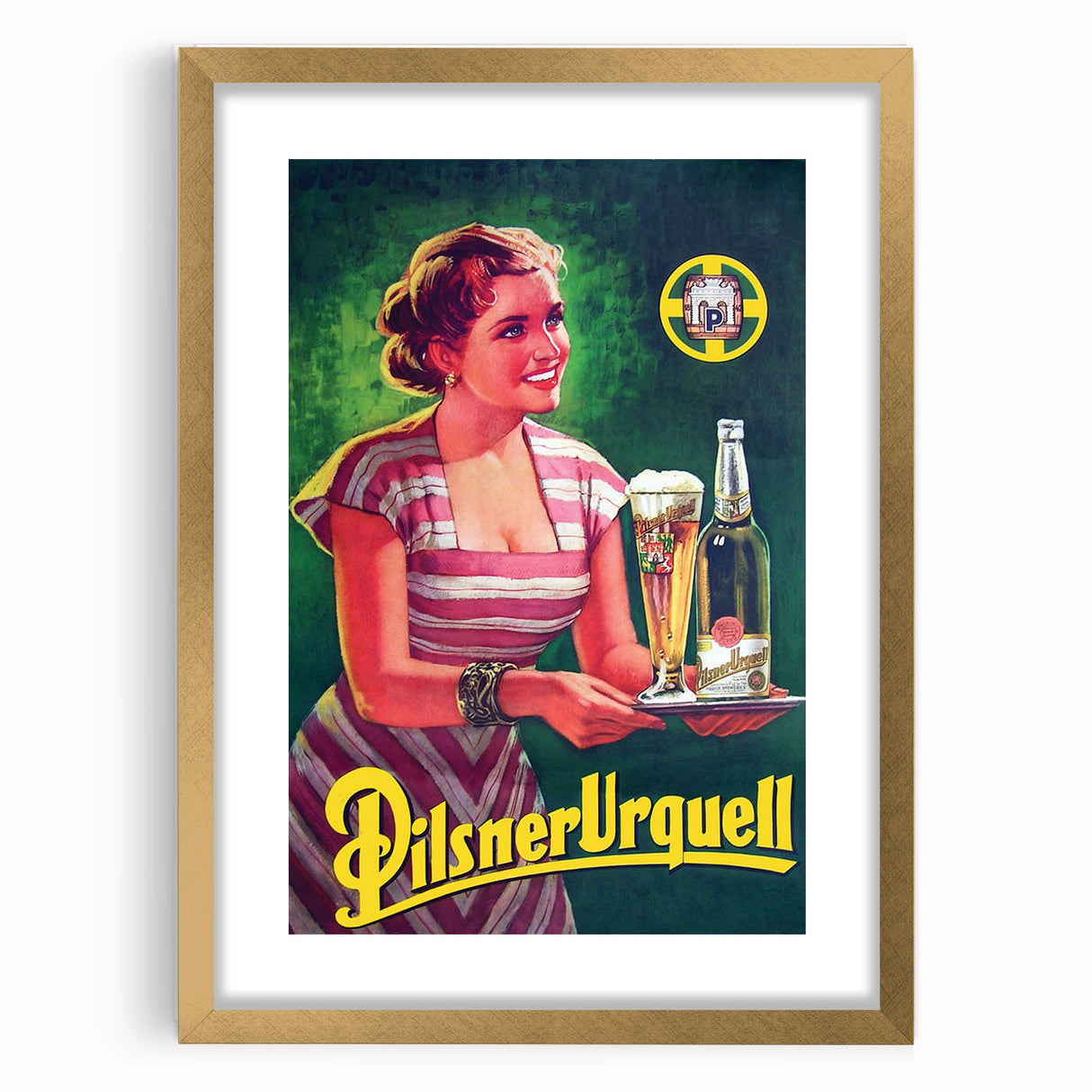 Vintage Pilsner Urquell Advertising Poster – Retro Beer Ad Wall Art