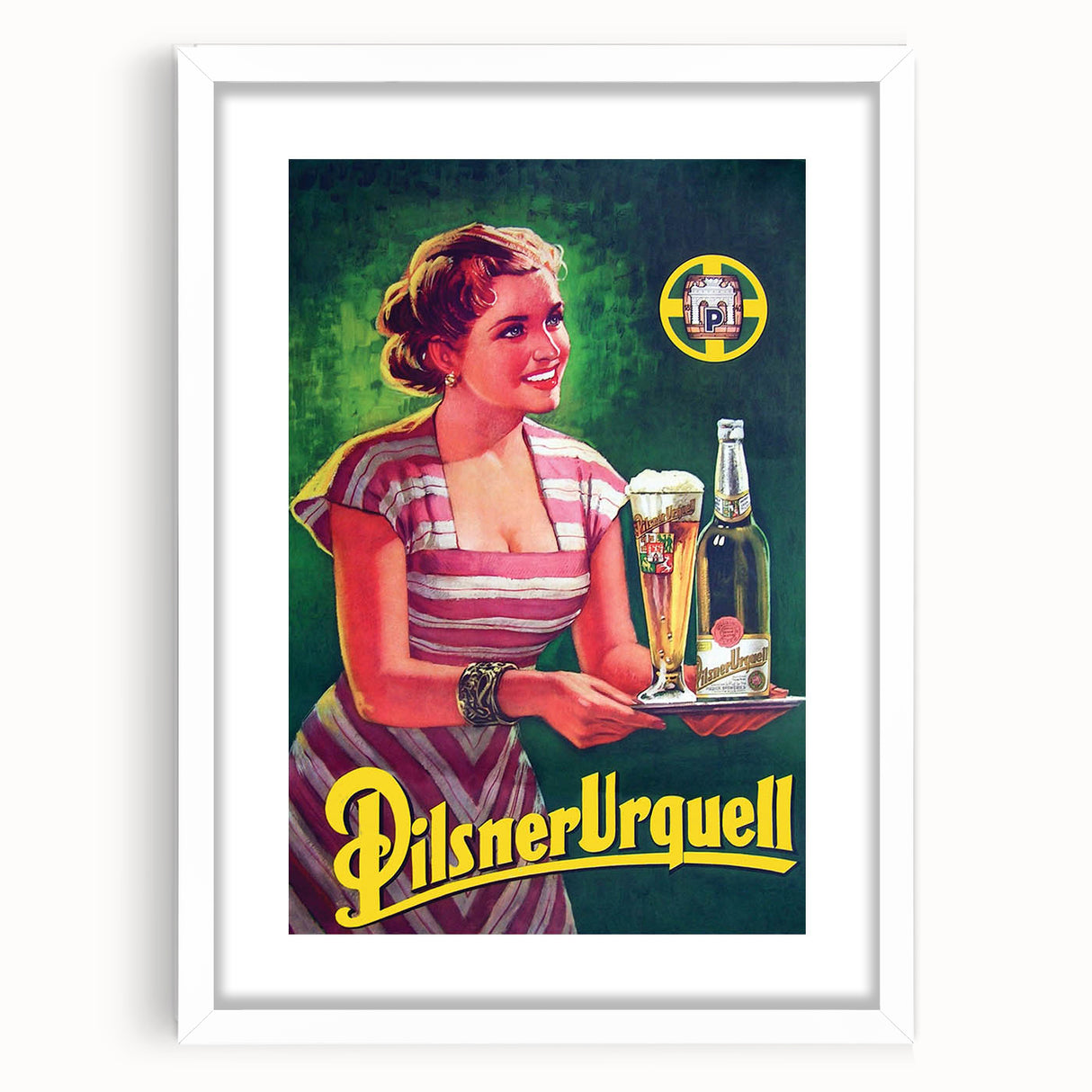 Vintage Pilsner Urquell Advertising Poster – Retro Beer Ad Wall Art