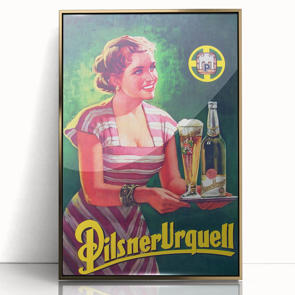 Vintage Pilsner Urquell Advertising Poster – Retro Beer Ad Wall Art
