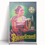 Vintage Pilsner Urquell Advertising Poster – Retro Beer Ad Wall Art