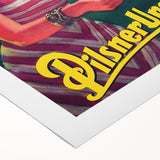 Vintage Pilsner Urquell Advertising Poster – Retro Beer Ad Wall Art