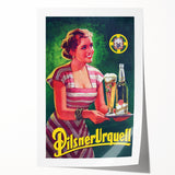 Vintage Pilsner Urquell Advertising Poster – Retro Beer Ad Wall Art
