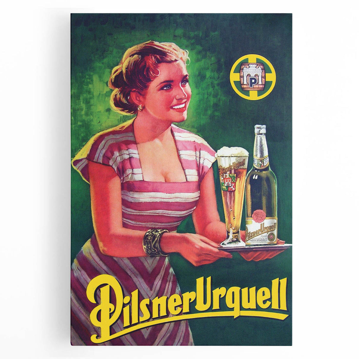 Vintage Pilsner Urquell Advertising Poster – Retro Beer Ad Wall Art