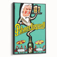 Vintage Pilsner Urquell Poster – Retro Beer Ad Art with Fun Cartoon