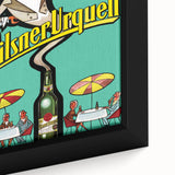Vintage Pilsner Urquell Poster – Retro Beer Ad Art with Fun Cartoon