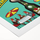 Vintage Pilsner Urquell Poster – Retro Beer Ad Art with Fun Cartoon