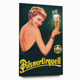 Vintage Pilsner Urquell Advertising Poster – Retro Beer Ad Art