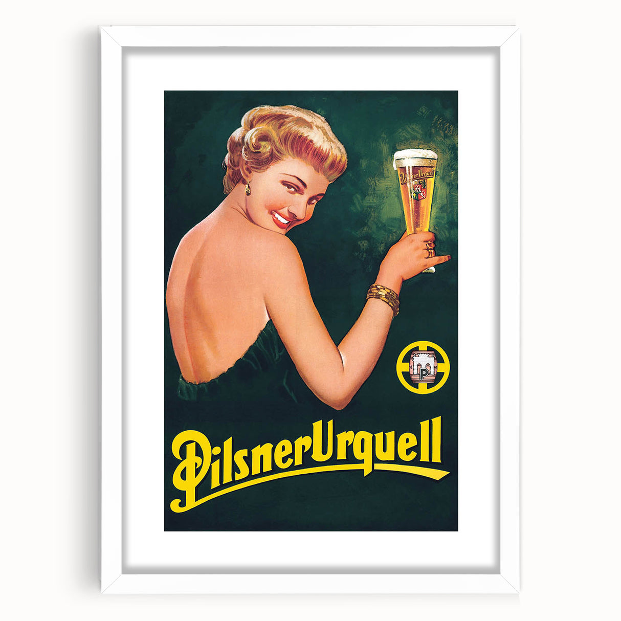 Vintage Pilsner Urquell Advertising Poster – Retro Beer Ad Art