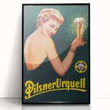 Vintage Pilsner Urquell Advertising Poster – Retro Beer Ad Art