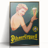 Vintage Pilsner Urquell Advertising Poster – Retro Beer Ad Art