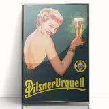 Vintage Pilsner Urquell Advertising Poster – Retro Beer Ad Art