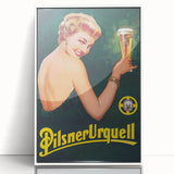 Vintage Pilsner Urquell Advertising Poster – Retro Beer Ad Art