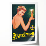 Vintage Pilsner Urquell Advertising Poster – Retro Beer Ad Art