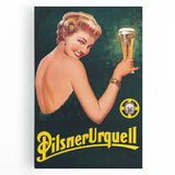 Vintage Pilsner Urquell Advertising Poster – Retro Beer Ad Art