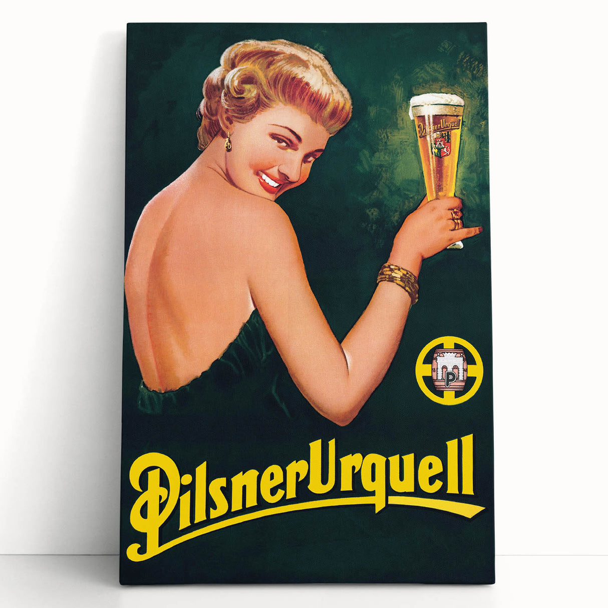 Vintage Pilsner Urquell Advertising Poster – Retro Beer Ad Art