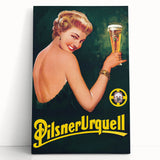Vintage Pilsner Urquell Advertising Poster – Retro Beer Ad Art