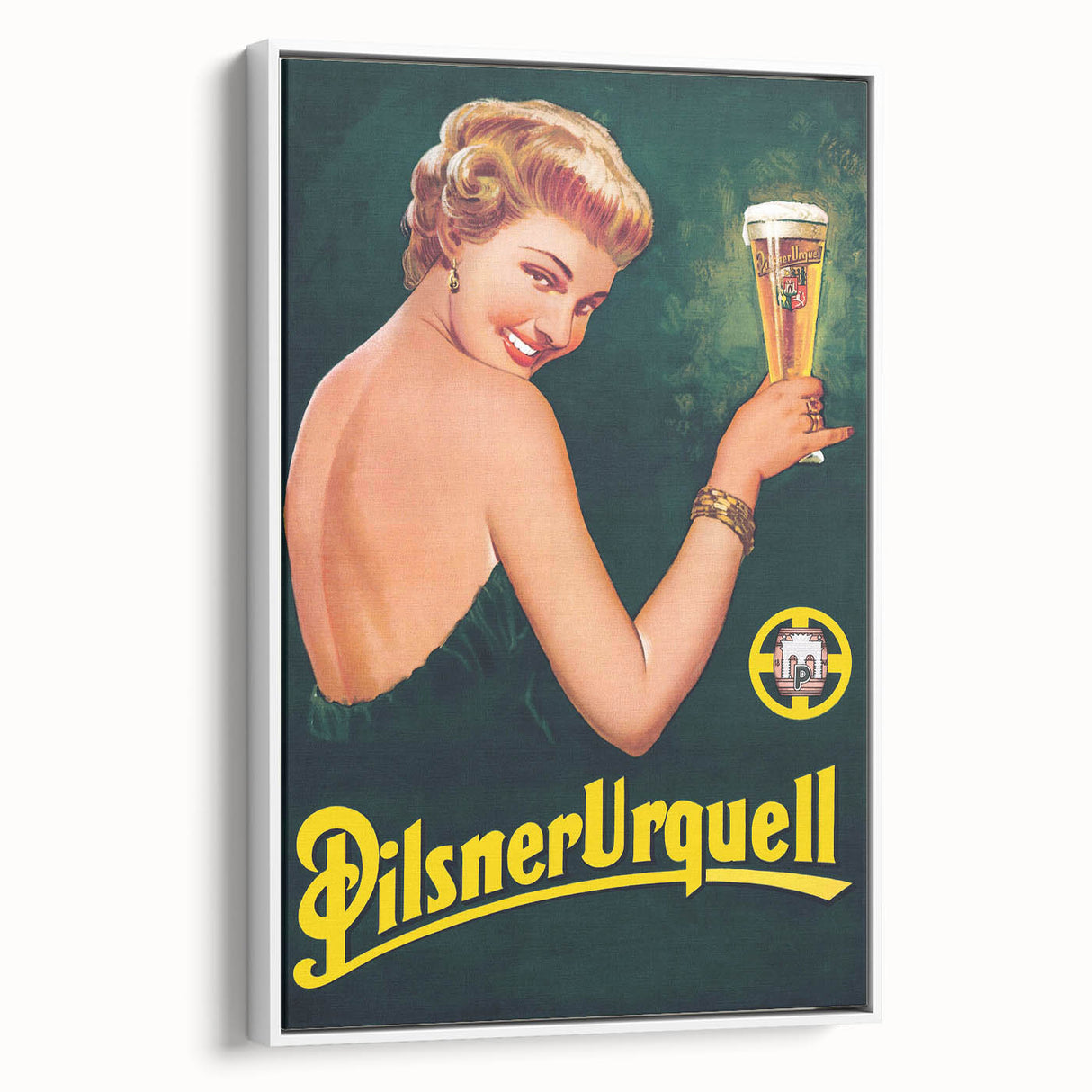 Vintage Pilsner Urquell Advertising Poster – Retro Beer Ad Art
