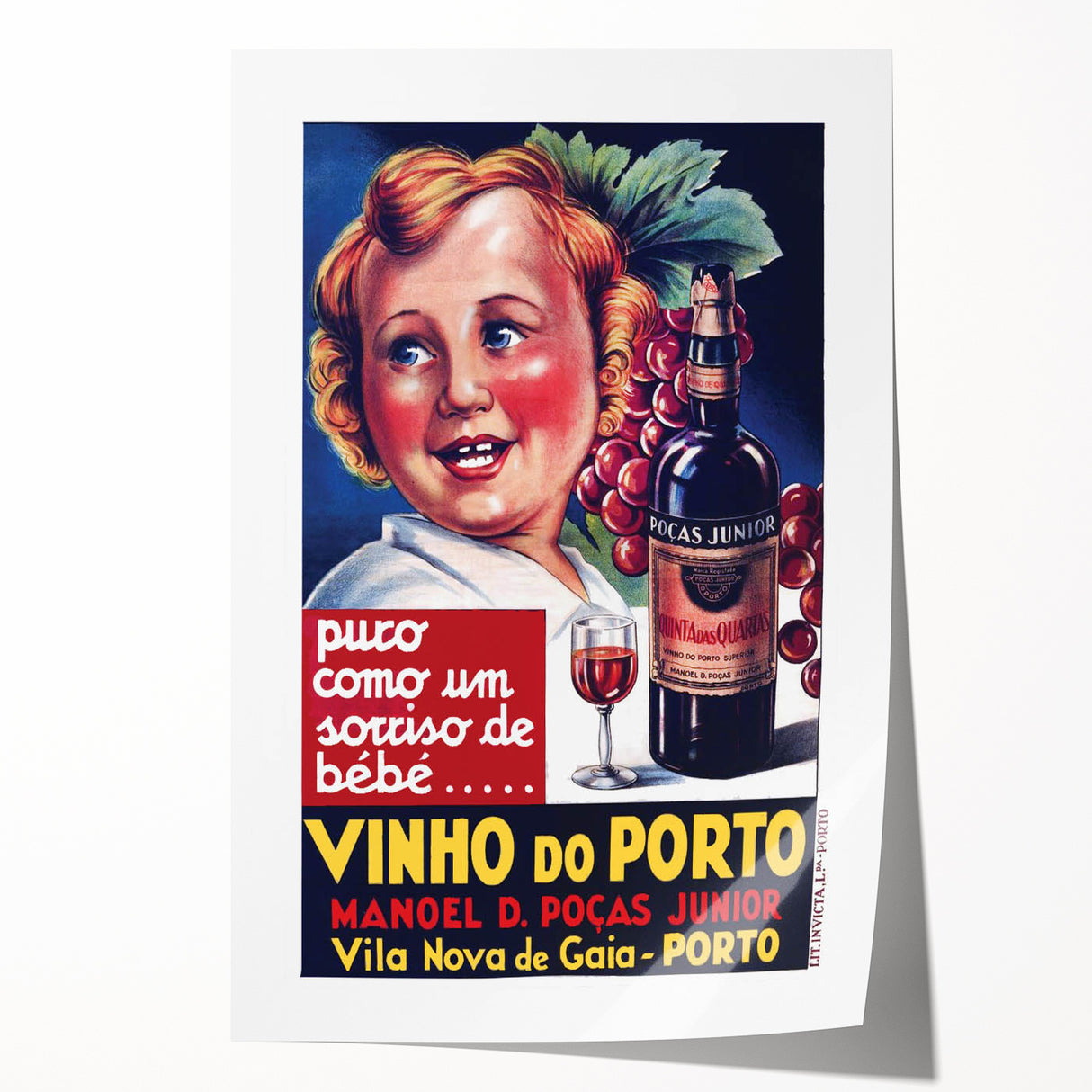 Vintage Vinho do Porto Poster – Retro Port Wine Ad Art