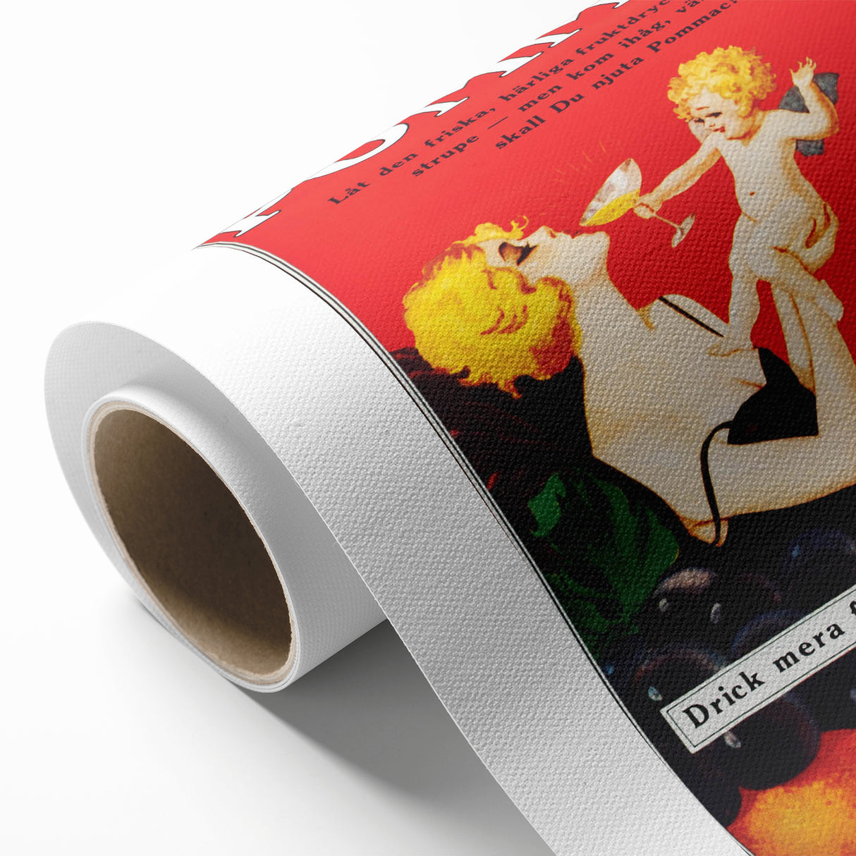 Vintage Pommac Poster – Retro Fruit Drink Ad Art with Playful Design