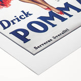 Vintage Pommac Poster – Retro Fruit Drink Ad Art with Dancer