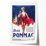 Vintage Pommac Poster – Retro Fruit Drink Ad Art with Dancer