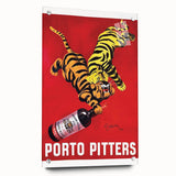 Vintage Porto Pitters Poster – Retro Wine Ad with Playful Tigers