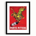 Vintage Porto Pitters Poster – Retro Wine Ad with Playful Tigers