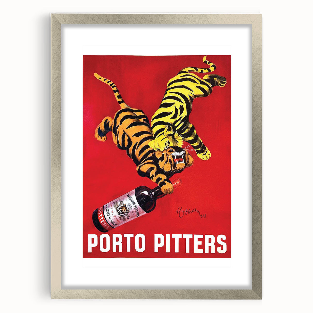 Vintage Porto Pitters Poster – Retro Wine Ad with Playful Tigers