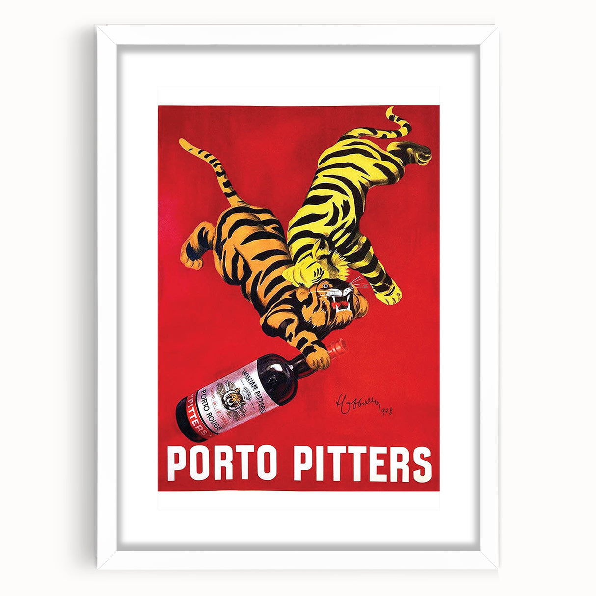 Vintage Porto Pitters Poster – Retro Wine Ad with Playful Tigers