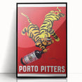 Vintage Porto Pitters Poster – Retro Wine Ad with Playful Tigers