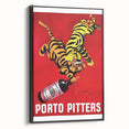 Vintage Porto Pitters Poster – Retro Wine Ad with Playful Tigers