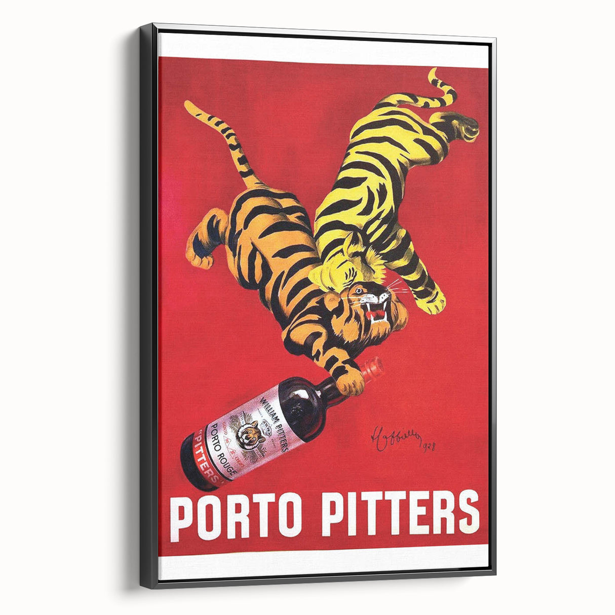 Vintage Porto Pitters Poster – Retro Wine Ad with Playful Tigers