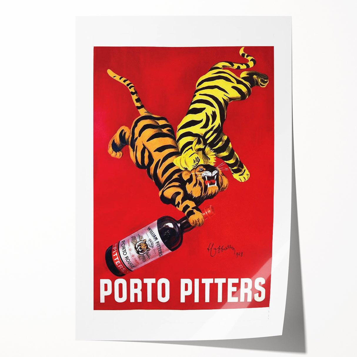Vintage Porto Pitters Poster – Retro Wine Ad with Playful Tigers