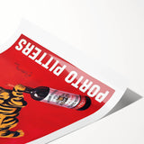 Vintage Porto Pitters Poster – Retro Wine Ad with Playful Tigers