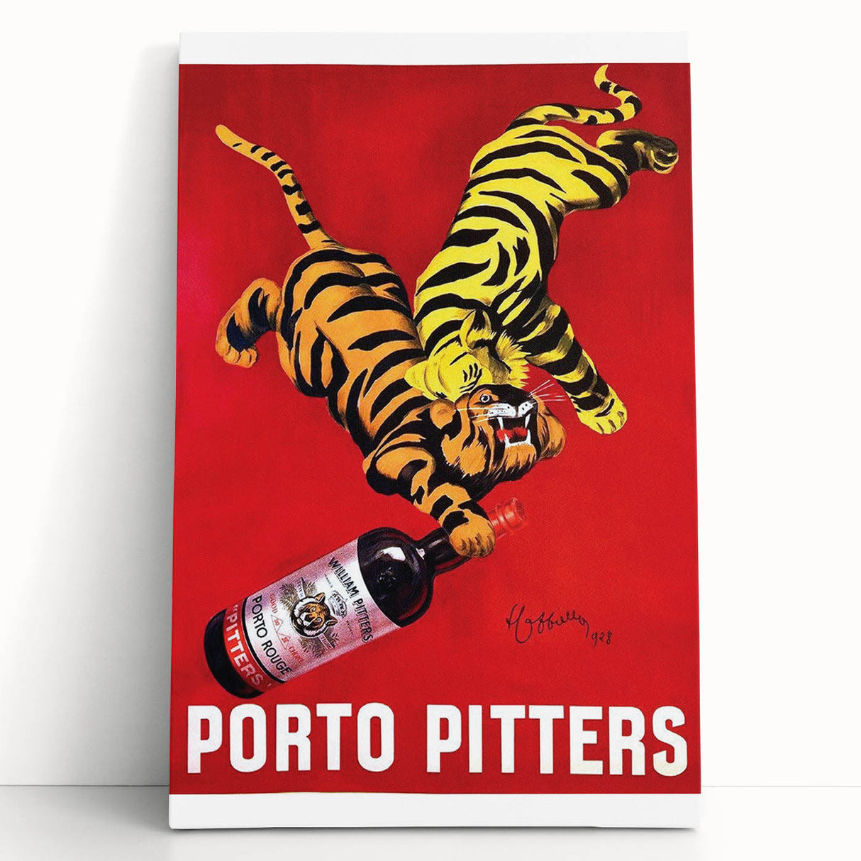 Vintage Porto Pitters Poster – Retro Wine Ad with Playful Tigers
