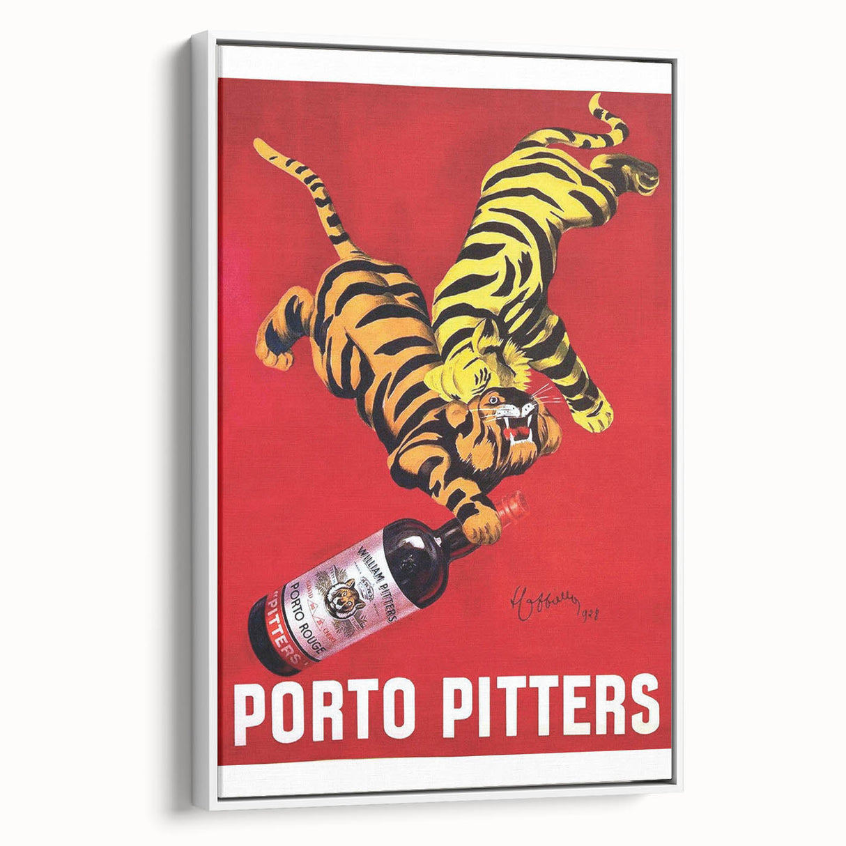 Vintage Porto Pitters Poster – Retro Wine Ad with Playful Tigers