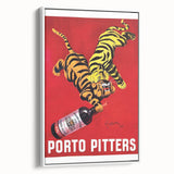 Vintage Porto Pitters Poster – Retro Wine Ad with Playful Tigers