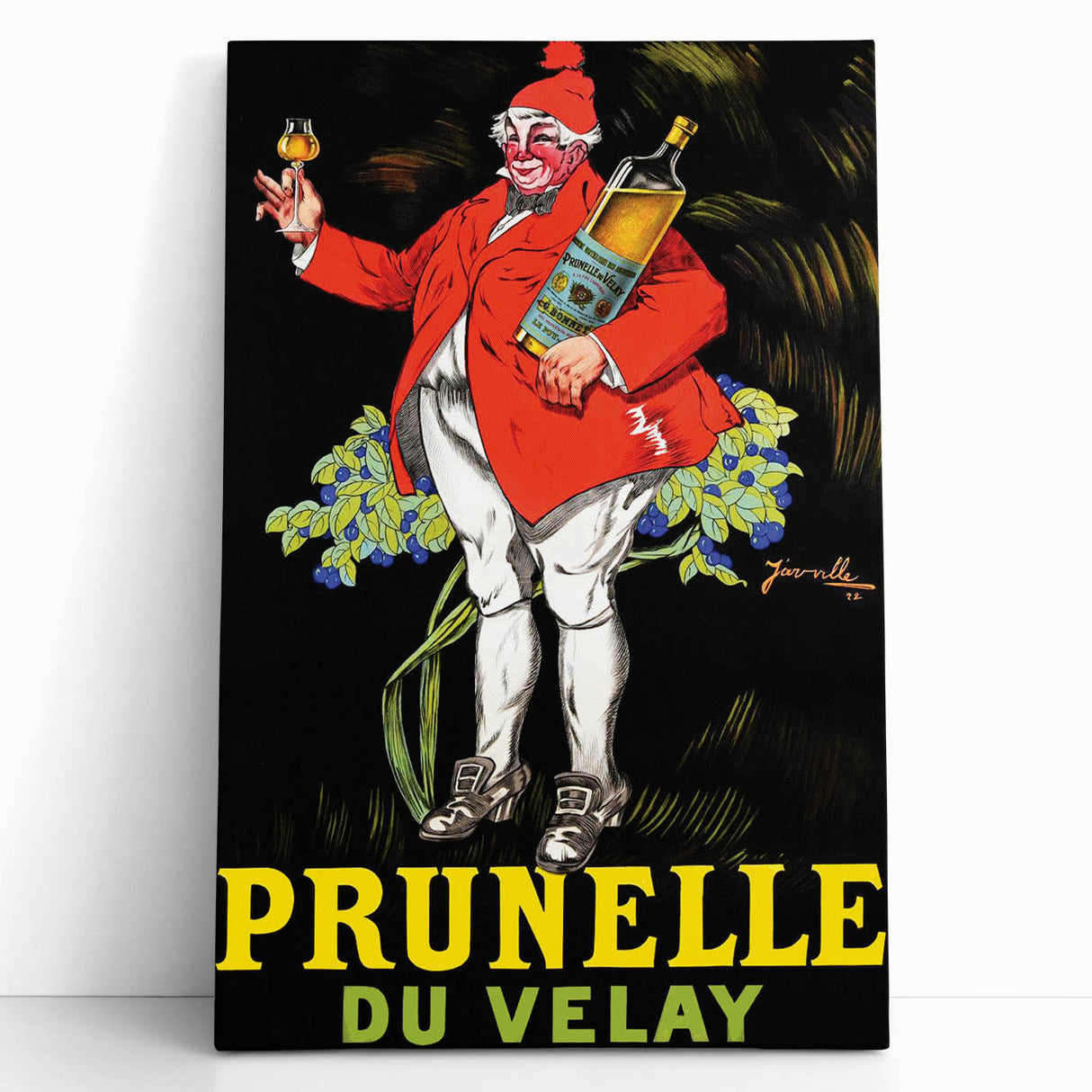 Vintage Prunelle du Velay Poster – Retro Drink Ad with Cheerful Character