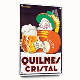 Vintage Quilmes Cristal Poster – Retro Beer Ad with Cheerful Character