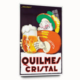 Vintage Quilmes Cristal Poster – Retro Beer Ad with Cheerful Character
