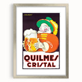 Vintage Quilmes Cristal Poster – Retro Beer Ad with Cheerful Character