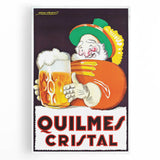 Vintage Quilmes Cristal Poster – Retro Beer Ad with Cheerful Character