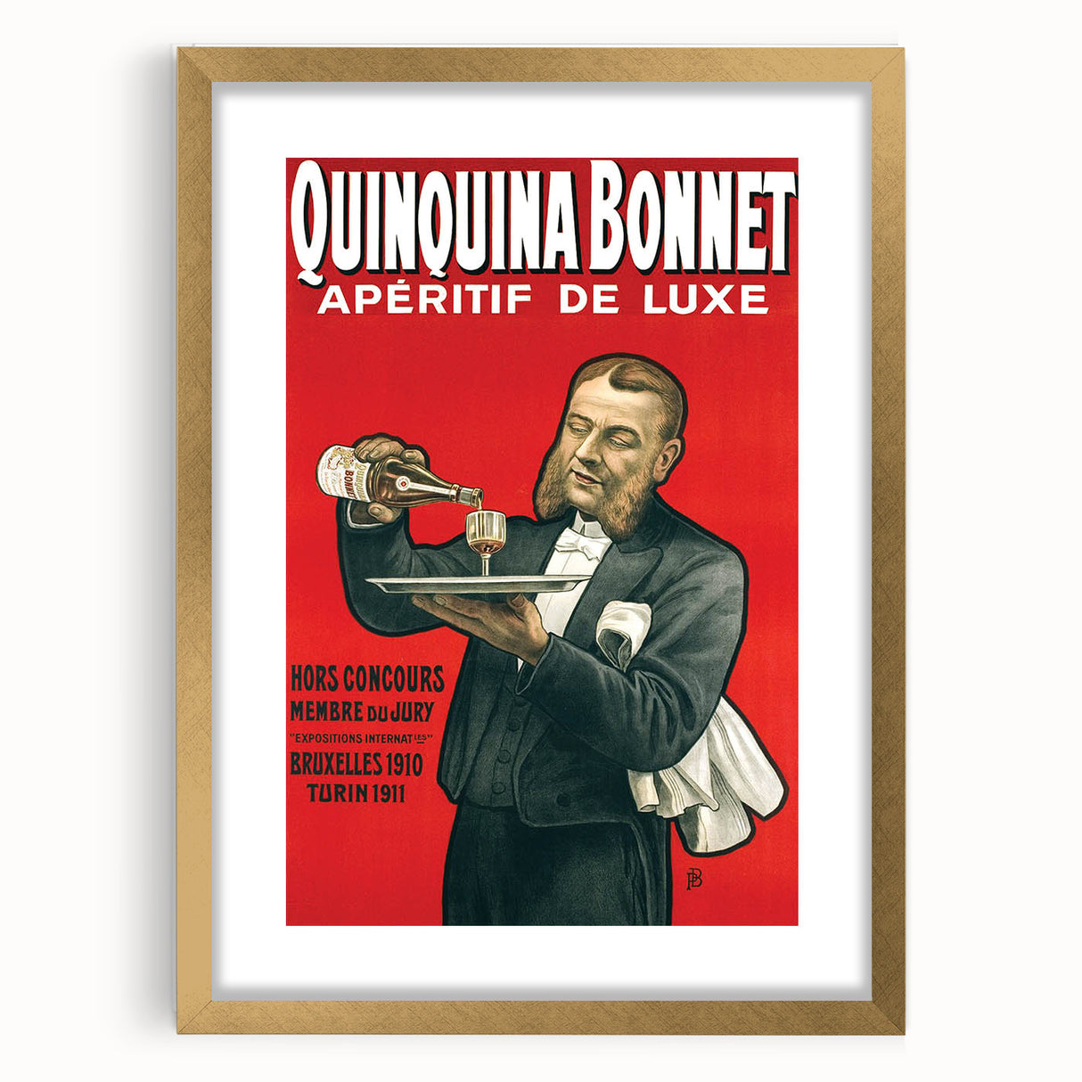 Vintage Quinquina Bonnet Poster – Retro Aperitif Ad with Elegant Design