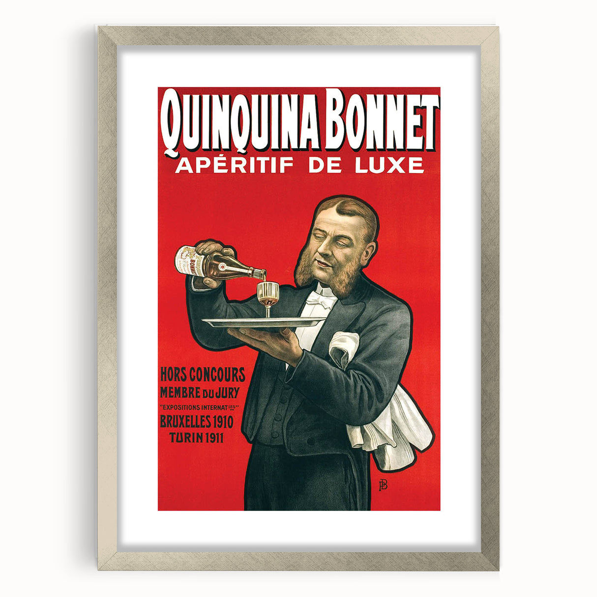 Vintage Quinquina Bonnet Poster – Retro Aperitif Ad with Elegant Design