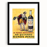 Vintage Quinado Ramos Pinto Poster – Retro Liqueur Ad with Nobleman