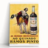 Vintage Quinado Ramos Pinto Poster – Retro Liqueur Ad with Nobleman